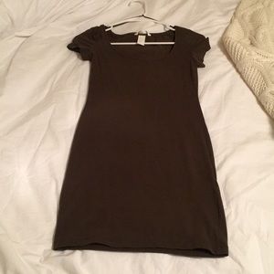 Tight fitting olive green t shirt dress